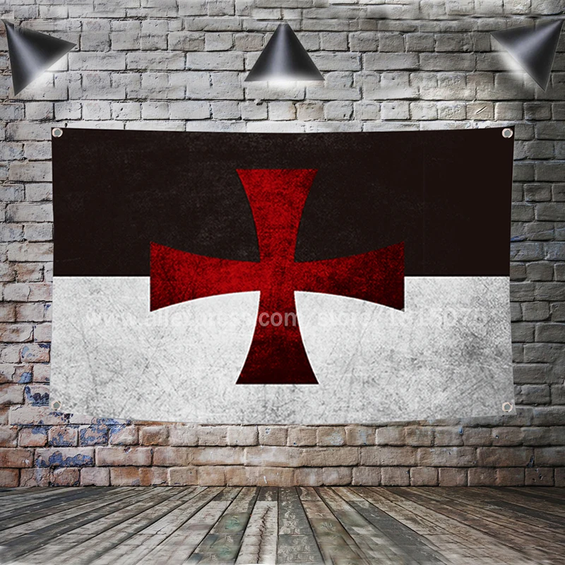 Рыцарь Templar Ретро Флаг Баннер полиэстер 144*96 см подвесить на стену 4 люверса