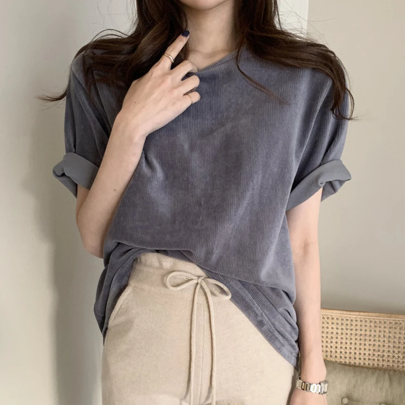 Mozuleva 2020 Сезон весна-лето Новые женские топы с О-образным вырезом бархатные