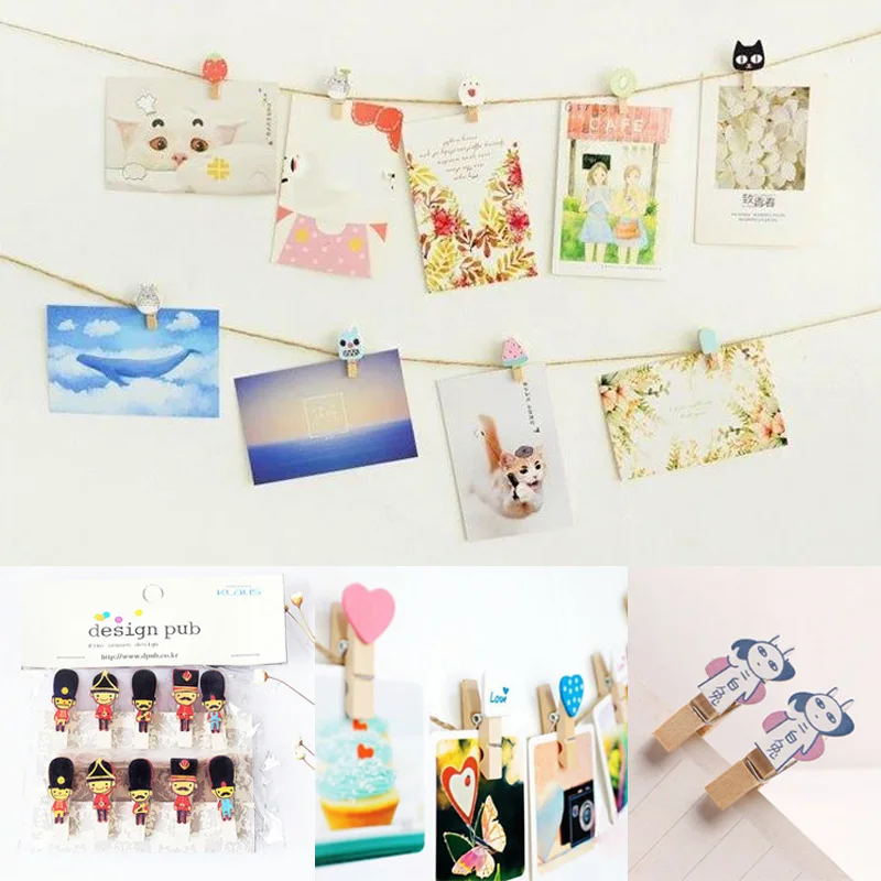 10 шт./партия Декоративные Деревянные прищепки для фотобумаги|Украшения своими