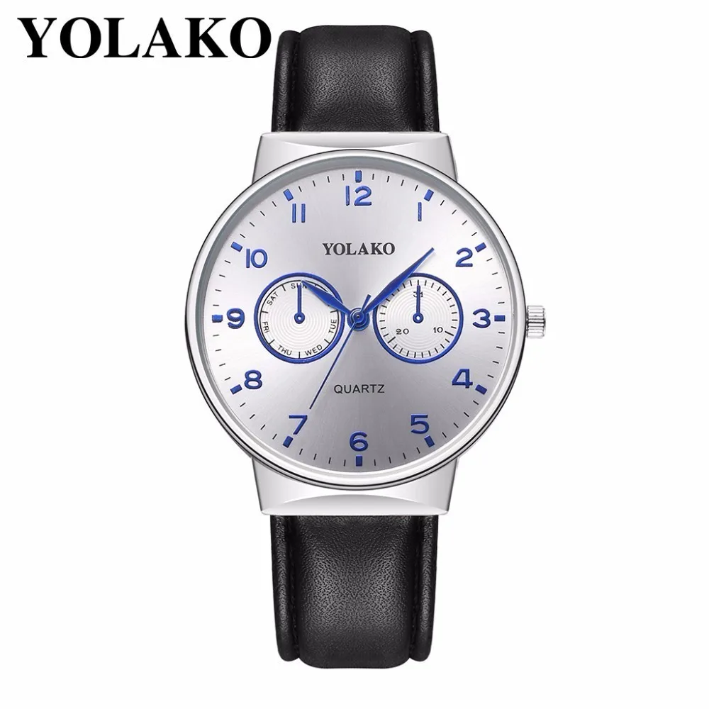 

YOLAKO Brand Men Business Watch Luxury Leather Male Quartz Sports Watch Clock Relogio Masculino