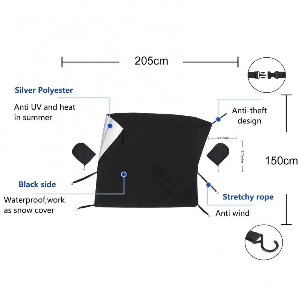 

80% Dropshipping!!Multifunctional Car Front Windshield Cover with Double Rear View Mirror Bags