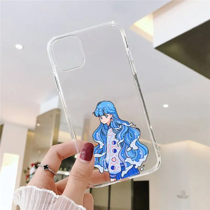 

Wave Hair Girl Phone Case Transparent soft For iphone 5 5s 5c se 6 6s 7 8 11 12 plus mini x xs xr pro max