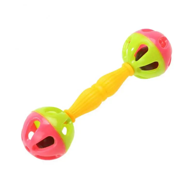 

0-12Months Plastic Baby Rattles Toy Bell Shakes Dumbbell Soft Teether Hand Grasping Ball Toys Rattle Early Educational Hand Bell