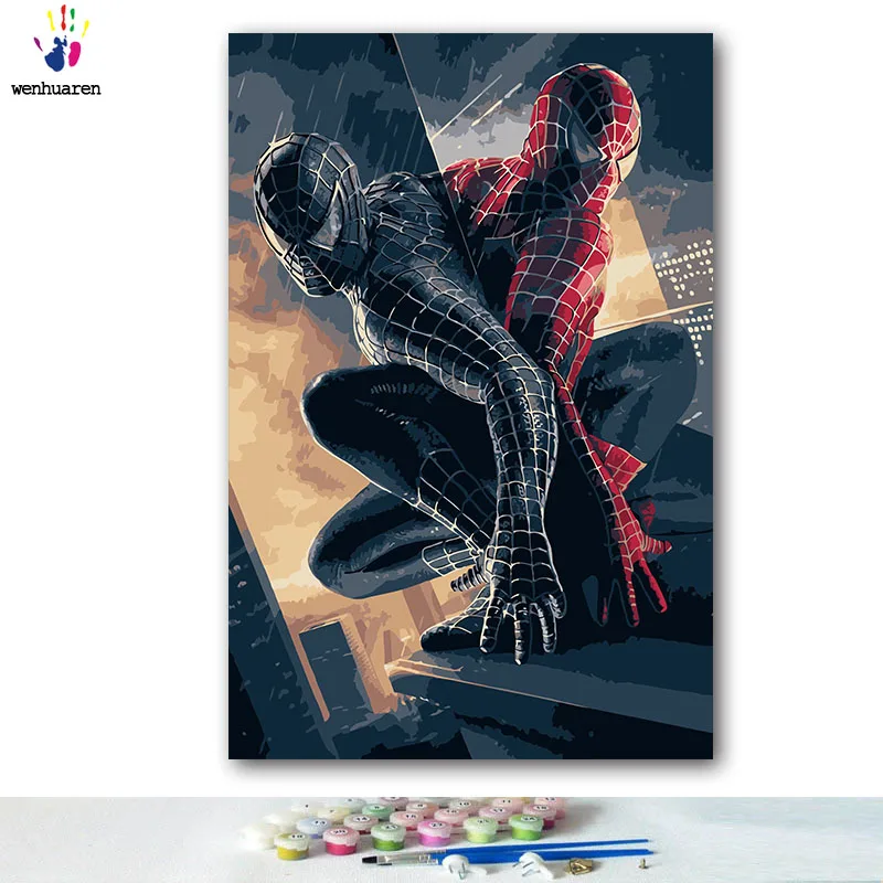DIY colorings pictures painting by numbers with colors Spiderman flash picture Batman drawing paint by numbers framed Super hero - Цвет: 0083