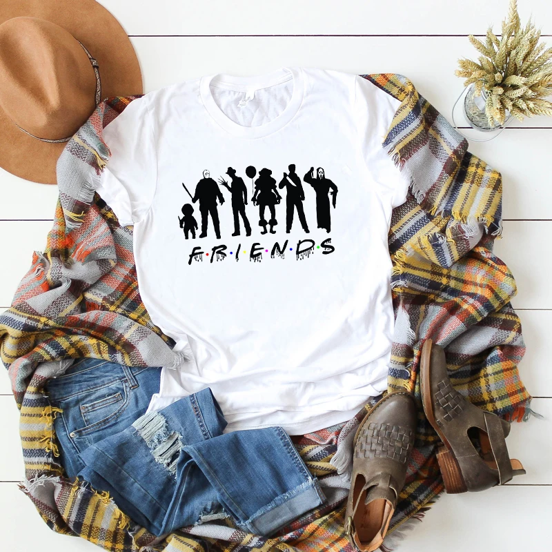 Женская футболка с принтом ужасы и движение|Футболки| |