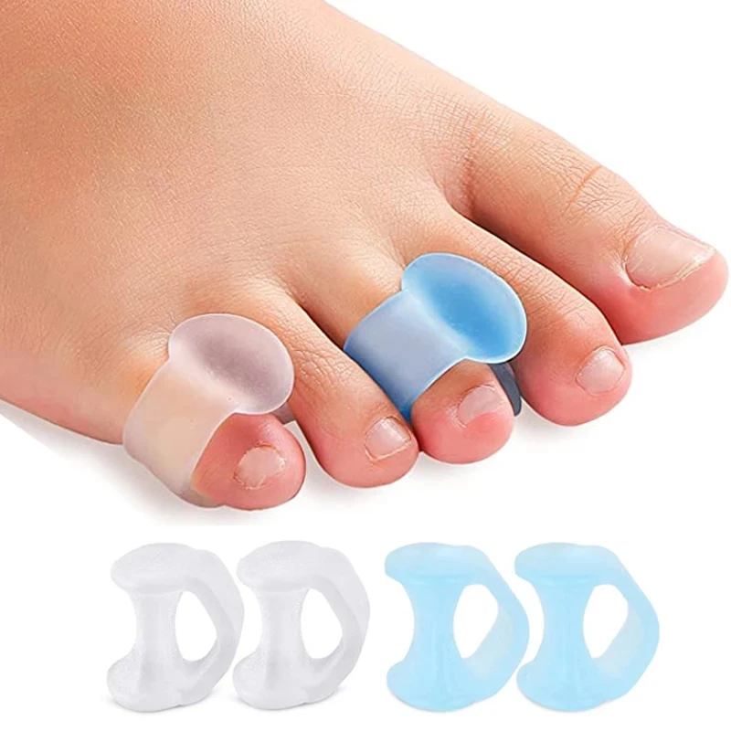 

4pcs=2 Pairs Silicone Toe Separator Finger Feet Care Protector Gel Toe Orthopedic Bunion Hallux Valgus Corrector Pedicure Spacer