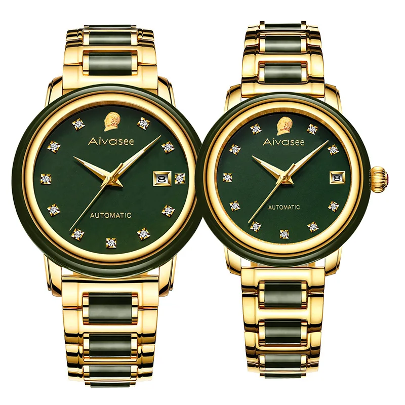 

LUXURY BRAND NEW MEN WATCH TOP HETIAN JADE DIAMOND FASHION WOMEN WATCHES AUTOMATIC MECHANICAL HOLLOW BUSINESS MALE WATCHES