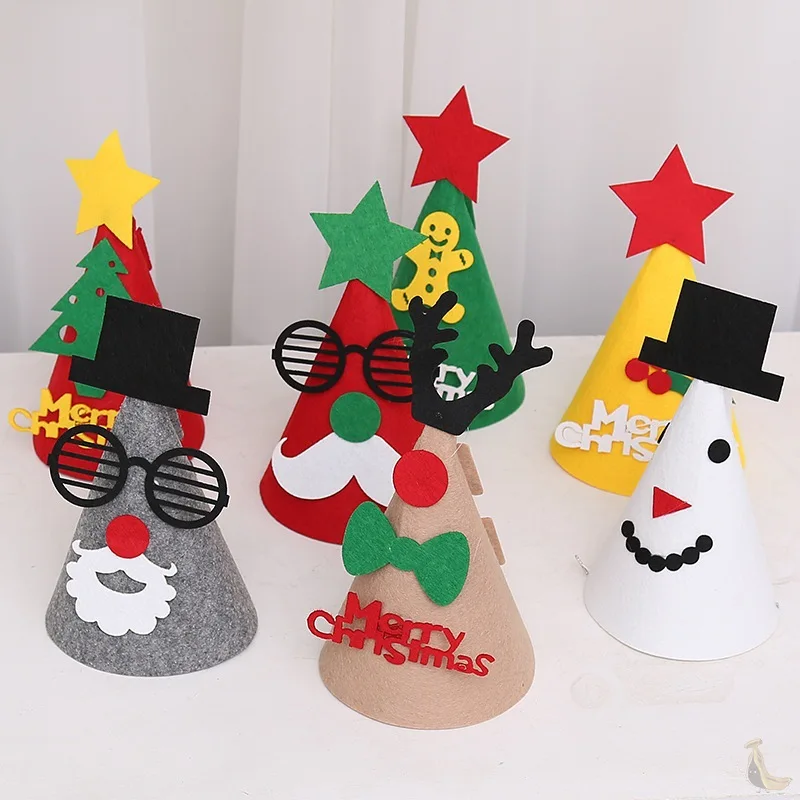 

50 шт. набор из нетканых рождественских шапок «сделай сам», снеговик, рождественская елка, Дед Мороз, декор для дня рождения, декоративное рем...