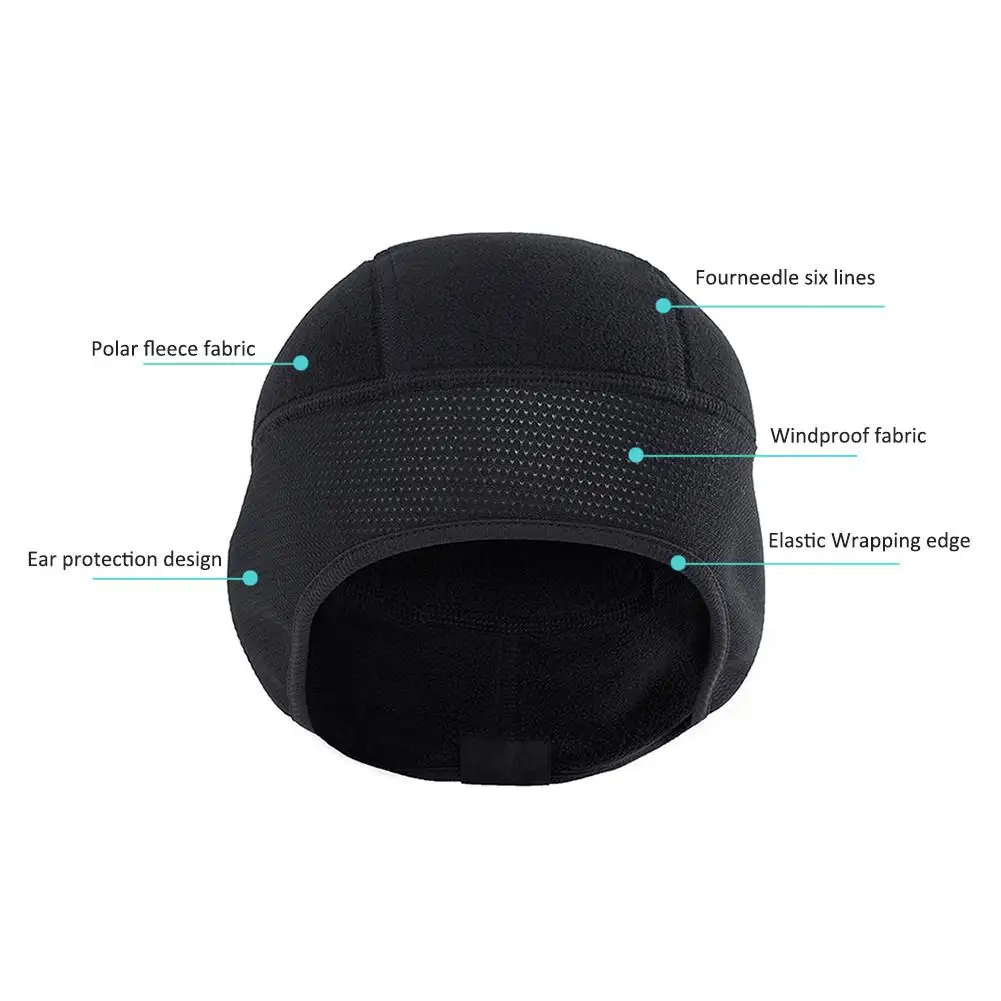 Sports Outdoor Running Cap Winter Windproof Hood Warm Composite Fleece Semi-circular Black Thickened Breathable Hat | Спорт и