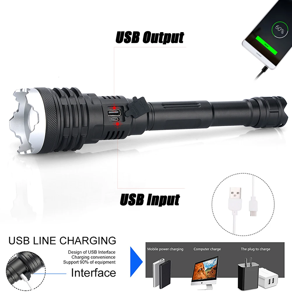 Barato Linterna LED Z20 Super XHP160, Linterna Táctica XHP50, Recargable Vía USB, 18650
