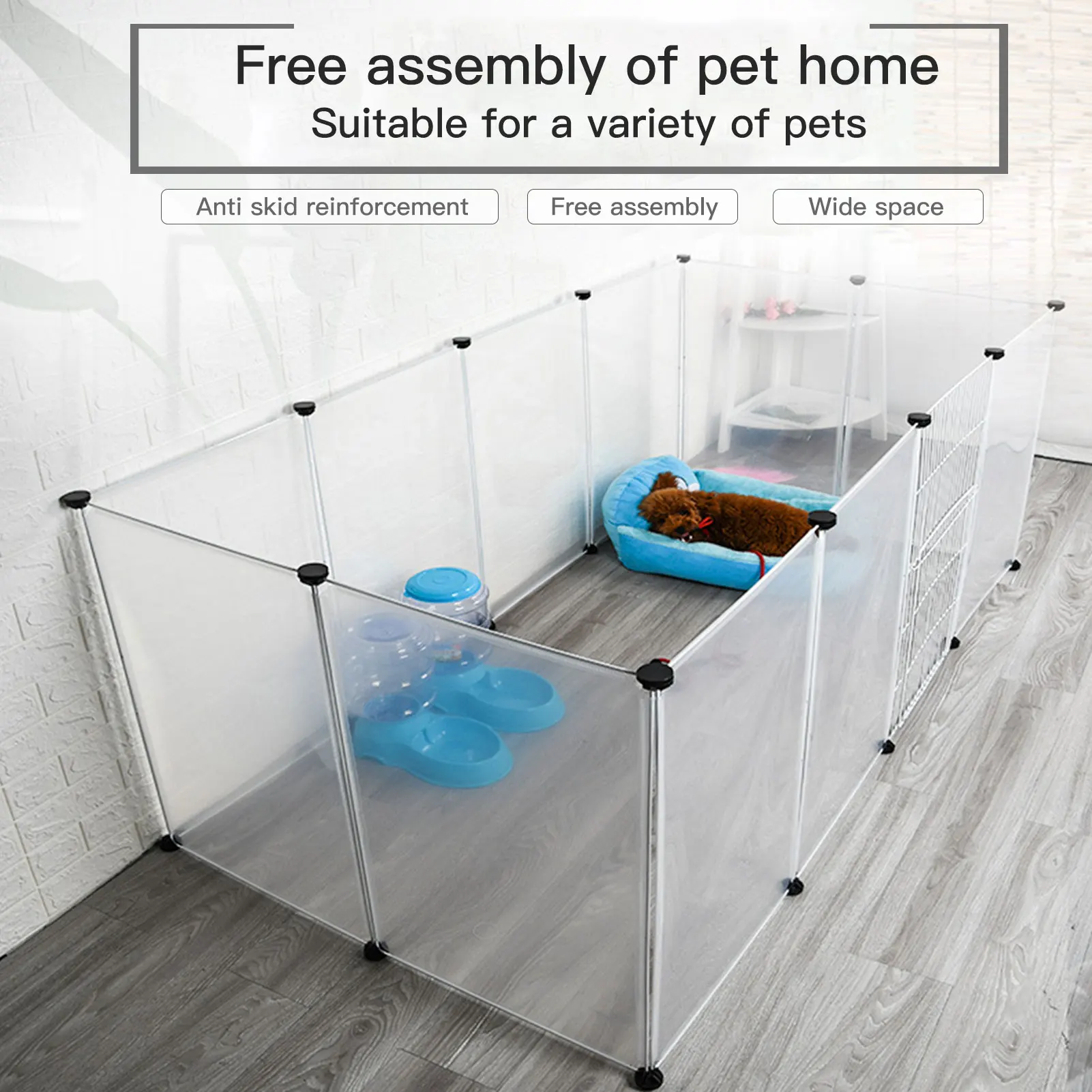 

Pet Playpen Dog Exercise Pen Large Portable Dog Fence with Door 12 Panel for Dogs Cats Pets Suitable for Weight less than 20kg