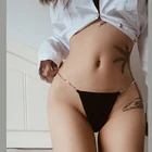 Хит продаж, сексуальные трусики, трусики с металлической цепочкой, хлопковые тонкие стринги, эротическое женское нижнее белье, бесшовные стринги с низкой талией для девушек