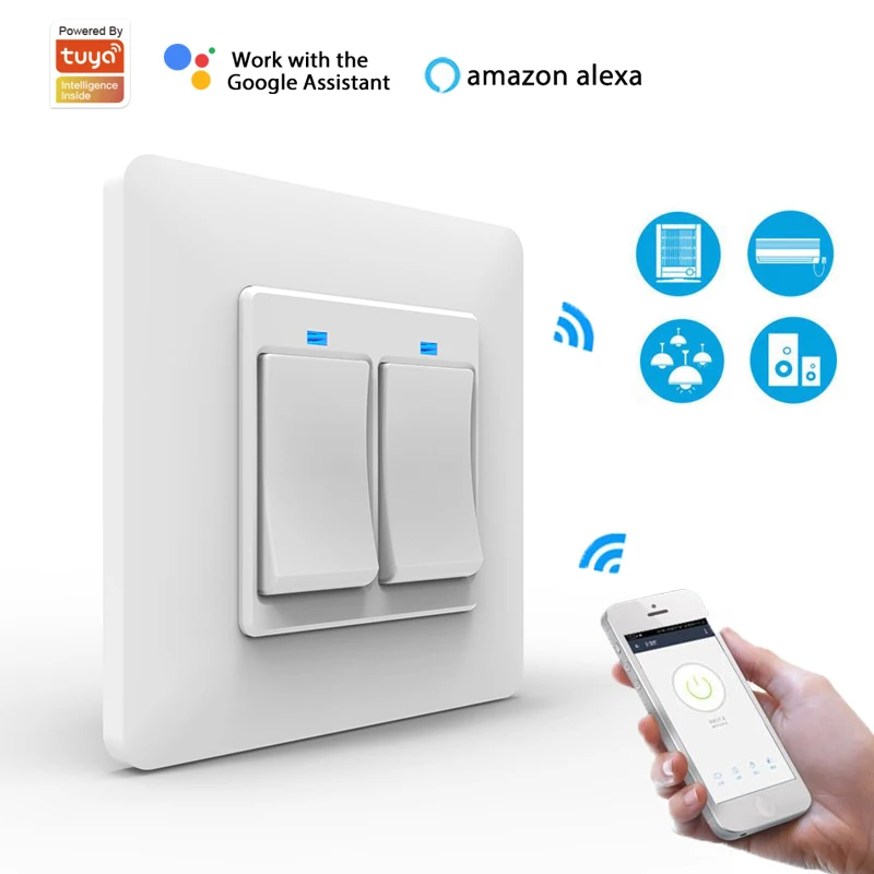 ЕС смарт Wifi настенный выключатель Поддержка Smart Life / Tuya приложение телефон/кнопка