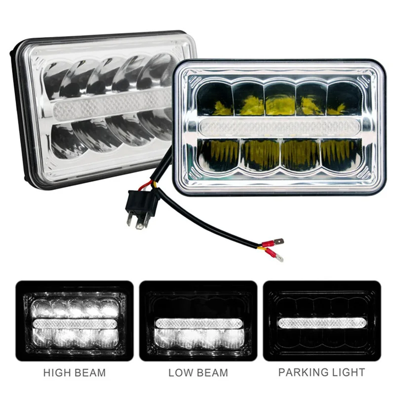 Пара квадратных 4x6 дюймов светодиодные фары с DRL заменить HID Xenon H4651 H4652 H4656 H4666 H6545