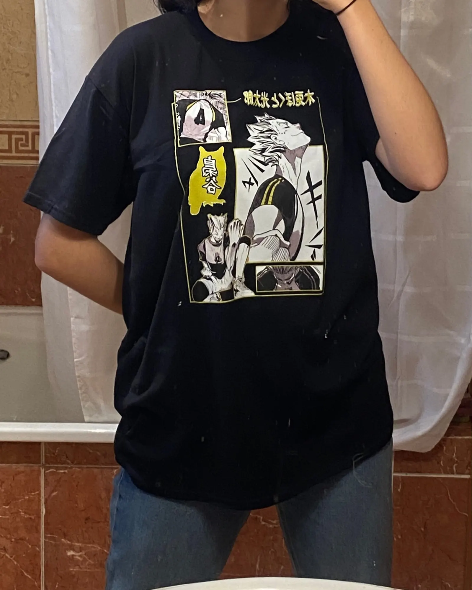 Haikyuu Bokuto мультфильм кавайная женская футболка хип-хоп стандартная Harajuku