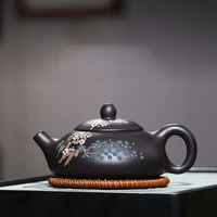 handmade flower painting shipiao tea kettle yixing purple clay teapots for green red tea home kung fu teaware sets 160ml
