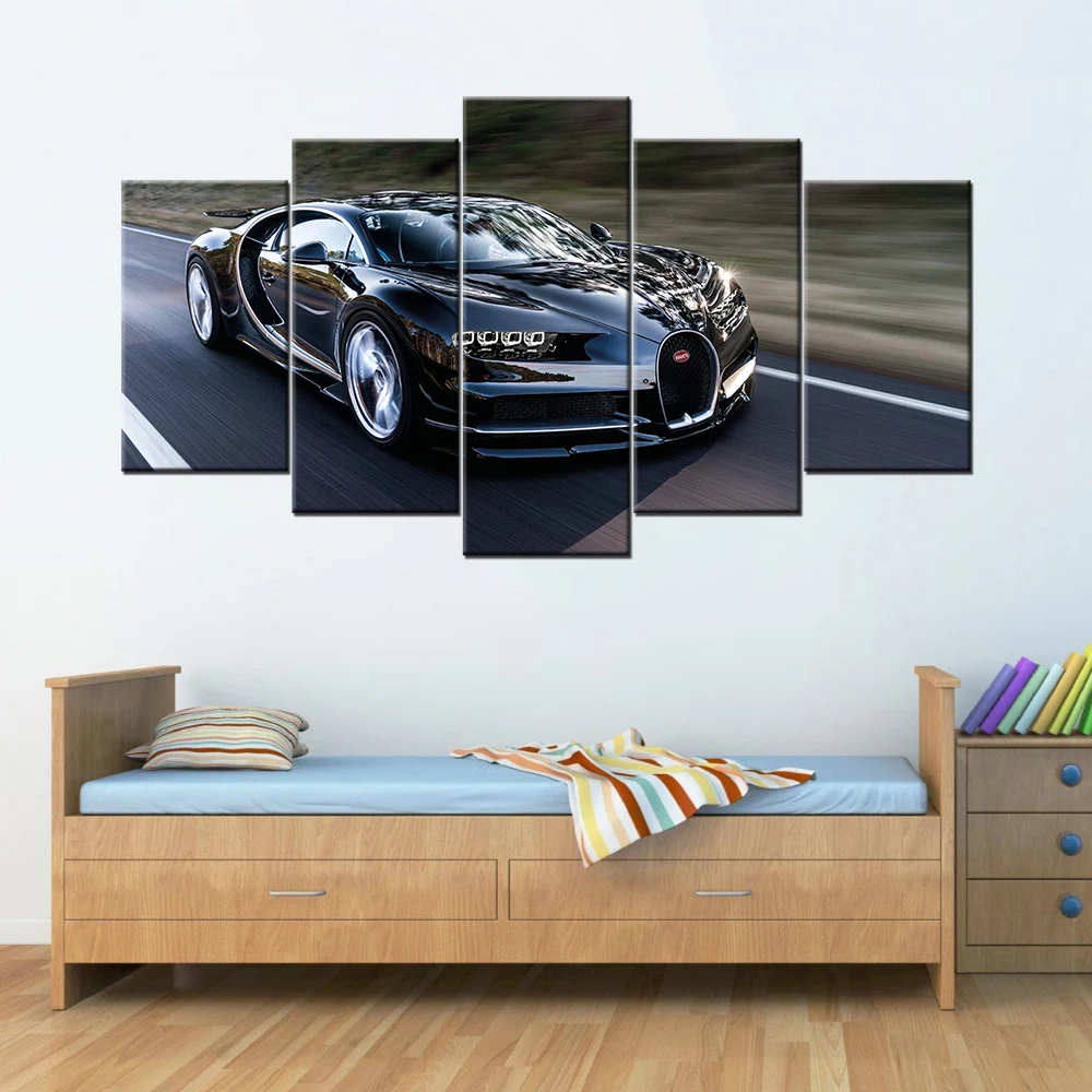 5 шт. картины на холсте Картины HD с Bugatti Chiron одежды принтом Тачки Плакаты модульные