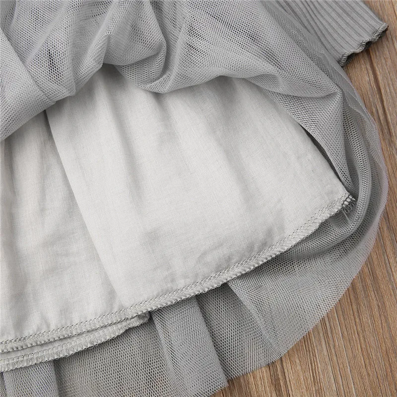 Toddler Baby Girl Knitting Cotton Cute Midi Lace Outfit Clothes Tutu Tulle Dress Long Sleeve Sweet Princess Ball Gown Dresses | Детская