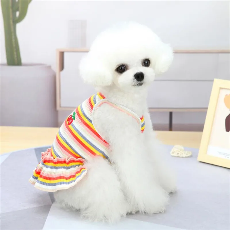 Cherry Printing Dog Cat Dresses for Spring and Summer New Dog Clothes for Small Dogs Girl Pet Skirt Dog Dresses for Small Dogs