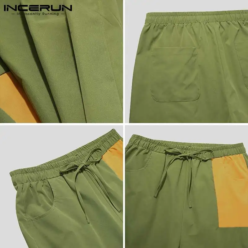 

Men Pants Patchwork Joggers Streetwear Pockets Drawstring Casual Harem Trousers Men 2021 Baggy Pantalones Hombre S-5XL INCERUN