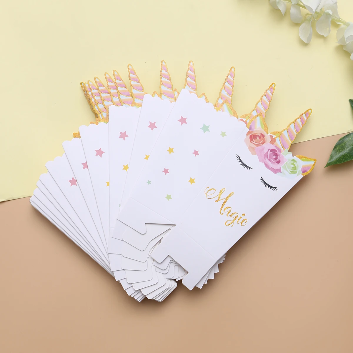 36 шт. мультяшный Радужный Единорог попкорн мешочки принадлежности для праздника