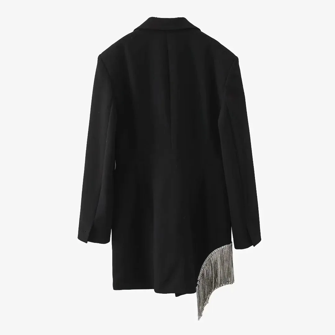 

2021 New Fashion Women Black Long Sleeve V Neck Mini Party Dress