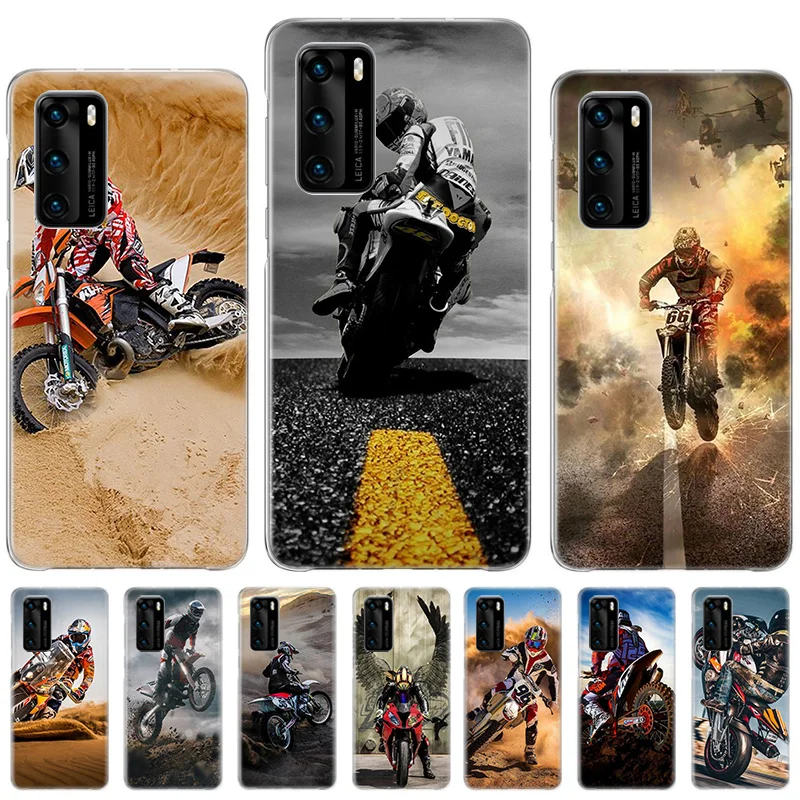 

Moto Cross motorcycle sports Case For Huawei P50 P40 P30 P20 P10 lite Printing Pattern Cover For Huawei Mate 20 10 Pro Coque