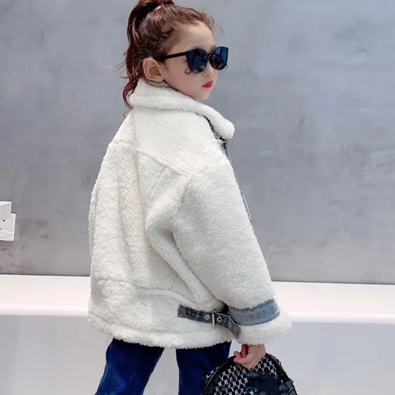 Новинка Осень-зима 2020 детская джинсовая куртка из искусственного кроличьего