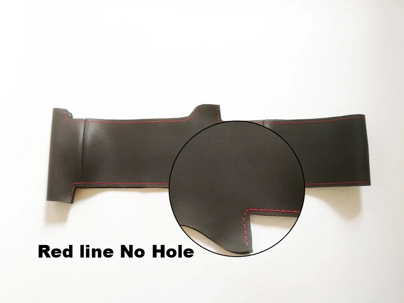 Red line No hole Высокое качество, Воловья кожа, верхний слой, ручная работа, шитье, чехлы на руль, защита для hyundai ix35/Tucson 2 - Название цвета: Red line No hole