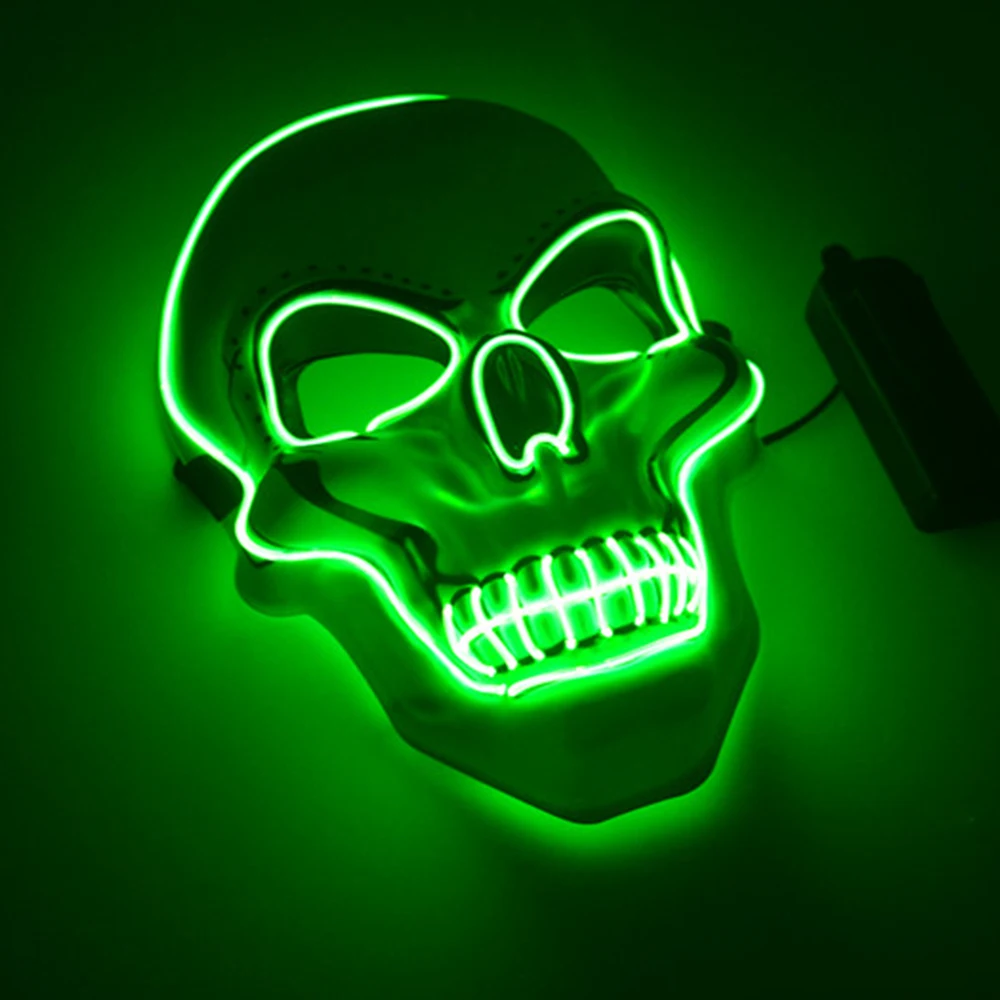 

EL Lights Skull Mask For Halloween Festival Party DIY Neon Lights Christmas Laser LED Dance EL lighting 11 Colors AABattery D30