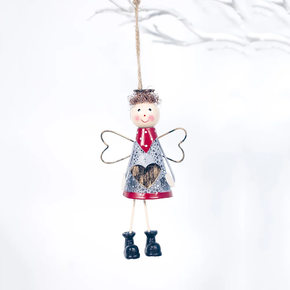 Рождественский орнамент окрашенный кованый железный полый ангел подвесная