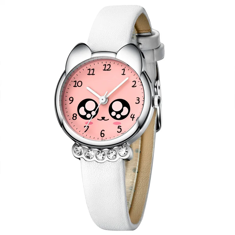 Часы Детские Кварцевые водонепроницаемые со стразами на кожаном ремешке|Детские
