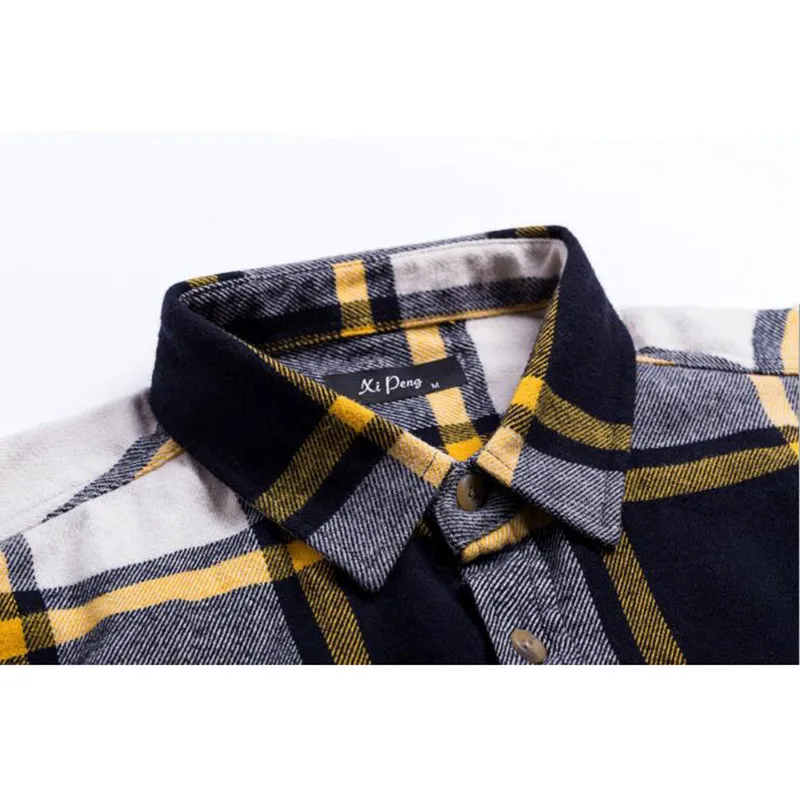 Весенние мужские рубашки с длинным рукавом Slim Fit Мужские повседневные рубашки фланелевая Хлопковая мужская клетчатая рубашка Теплая мужская рубашка s Check Eu/Us размер W