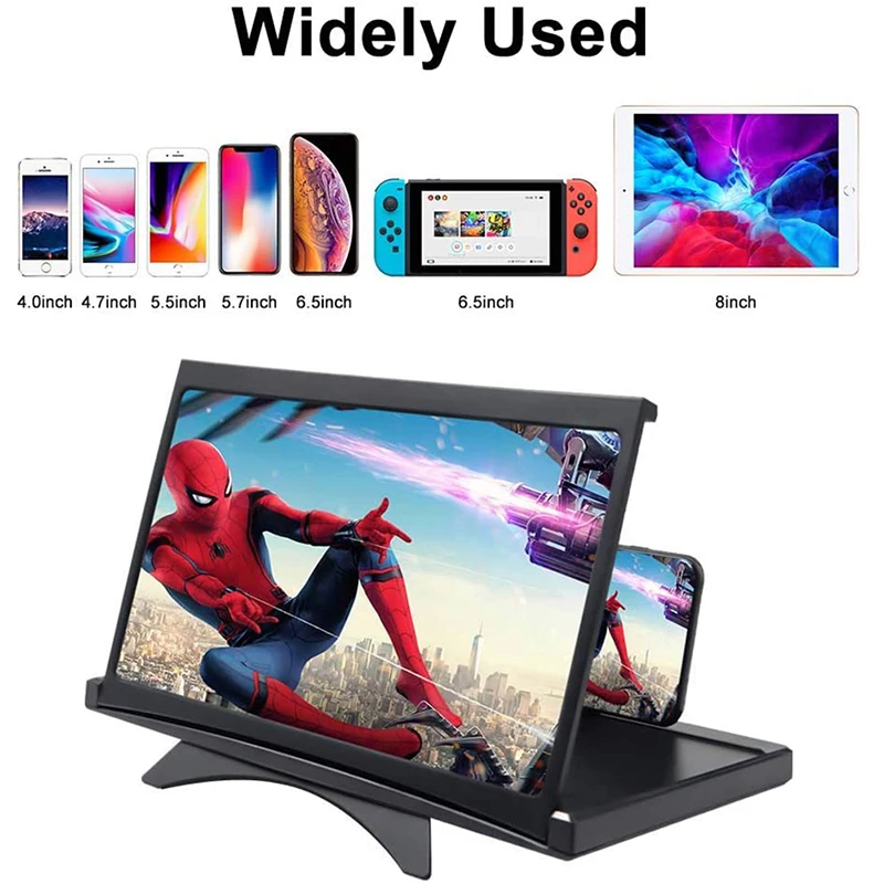

12 Inch 3D Mobile Phone Screen Magnifier HD Video Amplifier Desk Stand Bracket With Movie Game Magnifying Folding Phone Holder