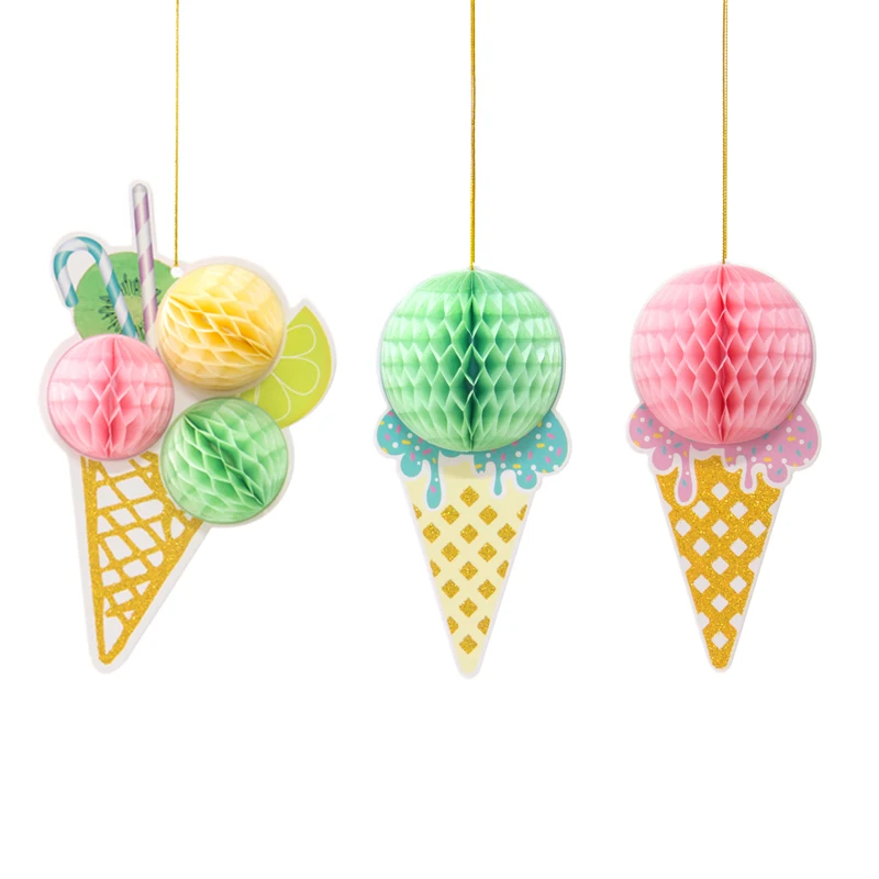 Украшение для вечеринки мороженого сотообразный шар тканевая бумага I Love