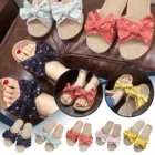 Женские льняные тапочки, на шнуровке, с закрытым носком, с бантом, Летние удобные слипоны, женские домашние уличные сандалии