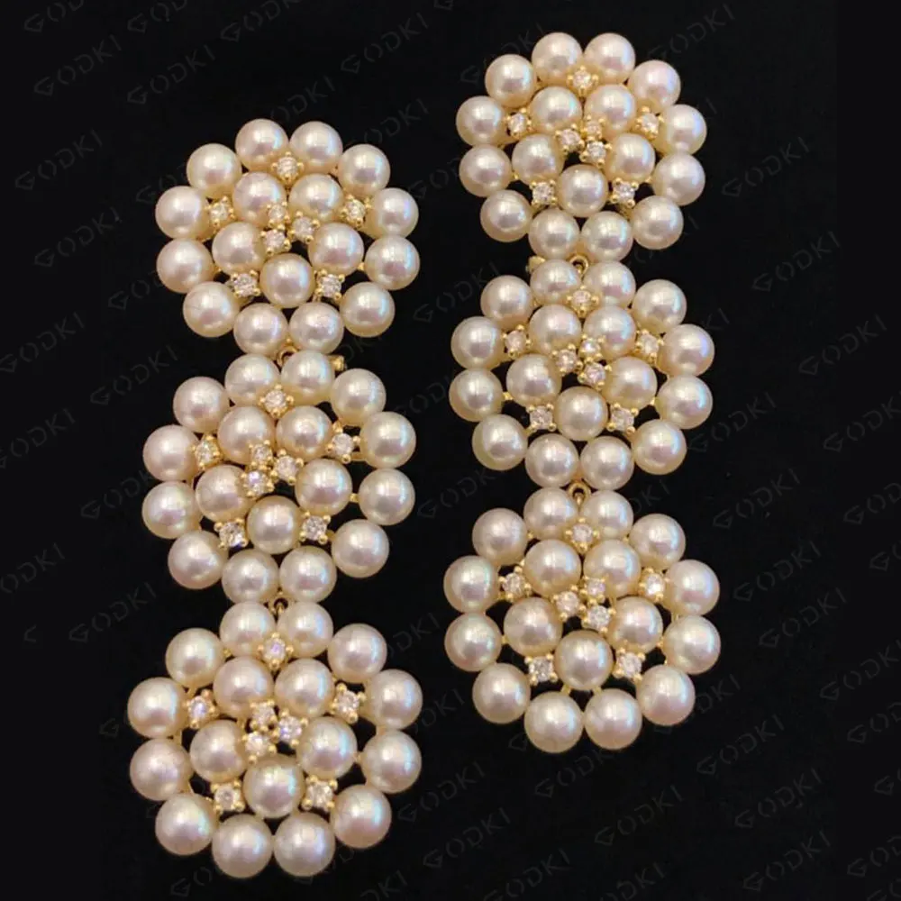 GODKI 56 мм модные роскошные серьги с искусственным жемчугом для женщин Свадебные