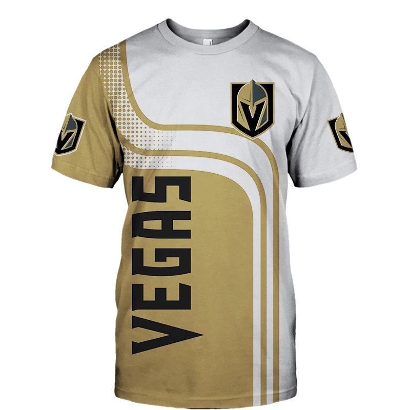 

New Casual Tops Vegas Men's fashion 3D Top Shirt Summer design metal helmet print Golden Knights Lce Hockey T-shirts