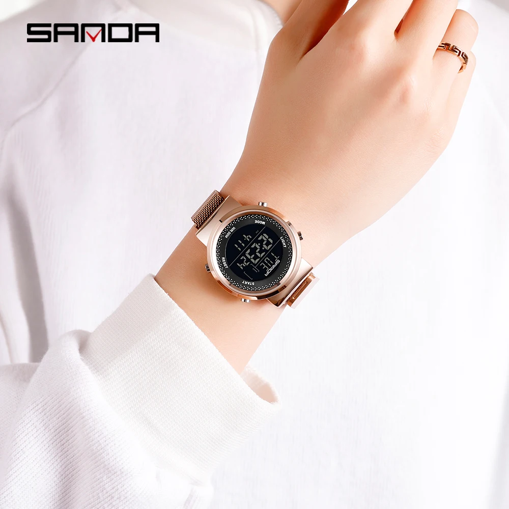 Часы SANDA 2019 для влюбленных мужские и женские модные цифровые часы пар спортивные