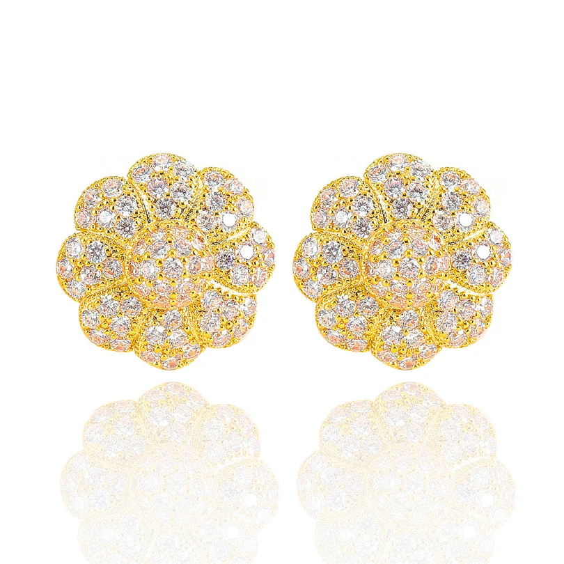 Серьги с цветами Позолоченные модные свадебные украшения для женщин Новое