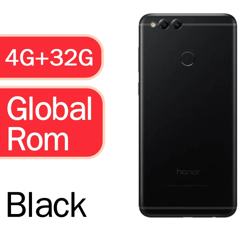 4g32 black Honor 7X Восьмиядерный двойной тыловой камеры 3340mAh 5.93in 2160*1080 P отпечаток пальца - Цвет: 4g32 black