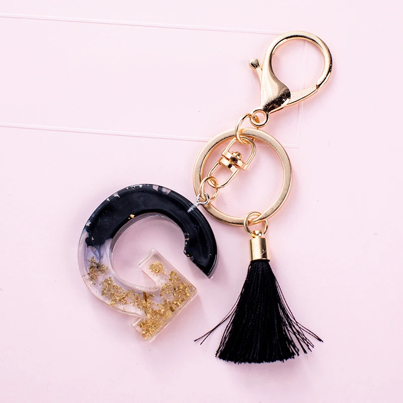 Начальная буква брелоки с кисточками для женщин модная милая сумка кулон блестки