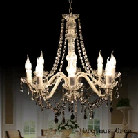 american rural silver glass chandelier living room dining room bedroom mediterranean led creative candle crystal chandelier