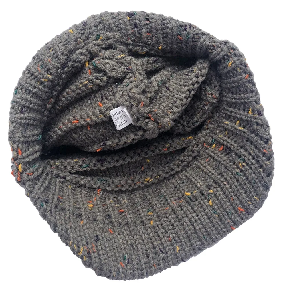 

1Pcs Adult Women Fashion Multicolor Stitching Outdoor Plush Hats Crochet Knit Beanie Cap Keep Warm Peaked Cap Hats In Winter