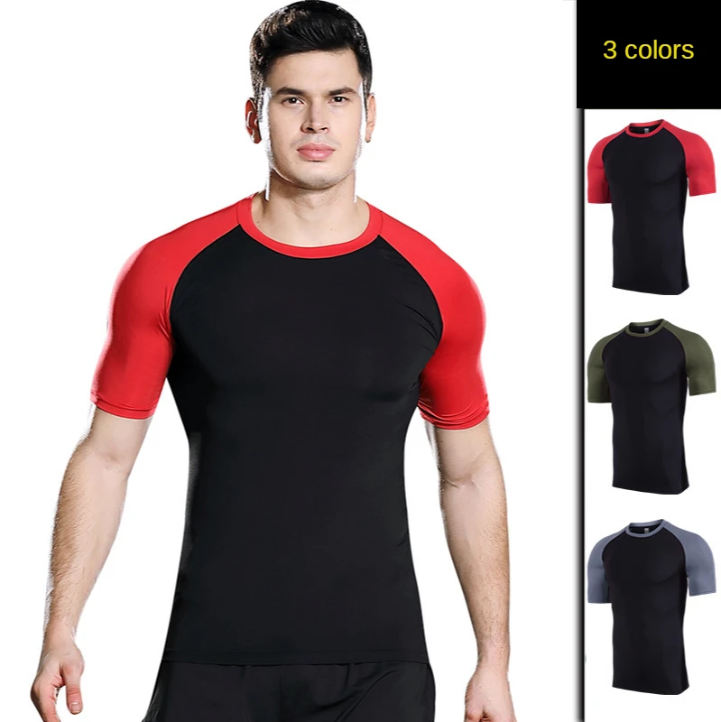

2021 Men's New Leisure Sports T-shirt Stretch Tight, Fast Dry, Breathable Short Sleeve Basketball Running Fitness Suit Summer