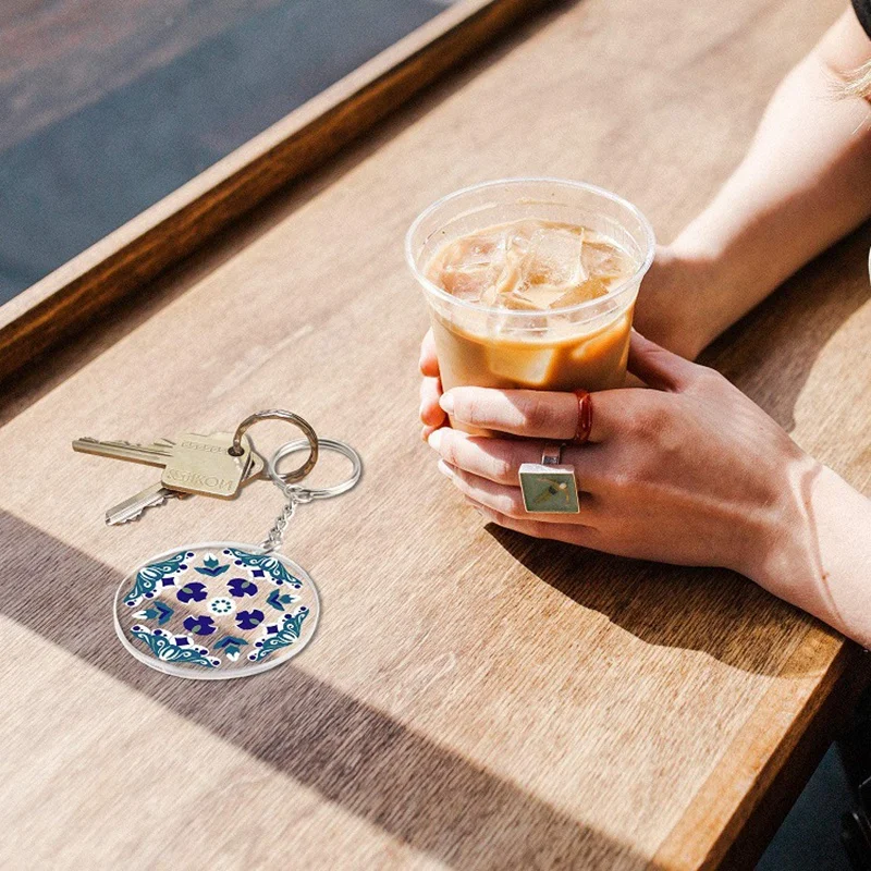 Круглые прозрачные акриловые диски заготовки для брелоков диаметром 2 дюйма