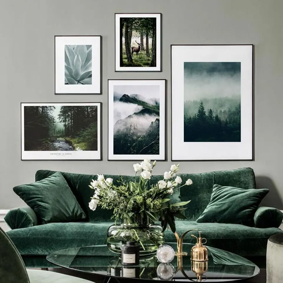 

Nordic Plant Leaf Poster Animals Canvas Painting Forest Landscape Wall Art Pictures For Living Room Modern Decorative Prints