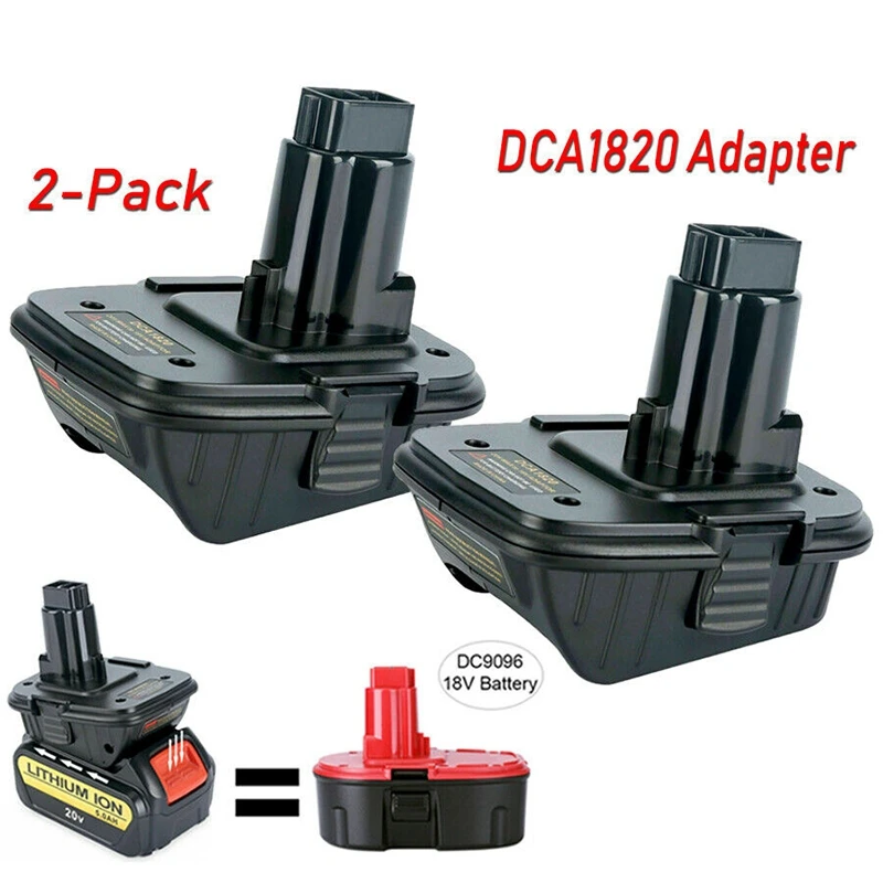 2 Pack DCA1820 Li-Ion Battery Adapter Converter for DEWALT 20V to 18V Max Lithium Ion Tools |