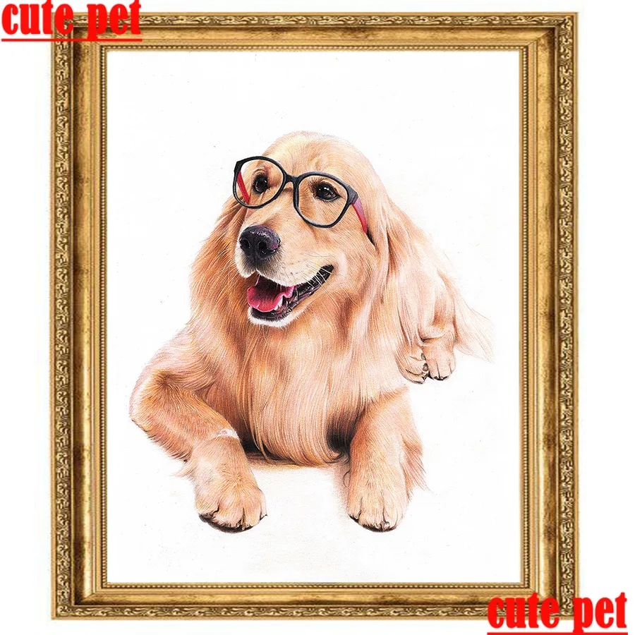 

wallpaper Golden retriever diy diamond Paintings 5d Cross embroidery Art home decoration Diamond Mosaic diamond Paintings gift