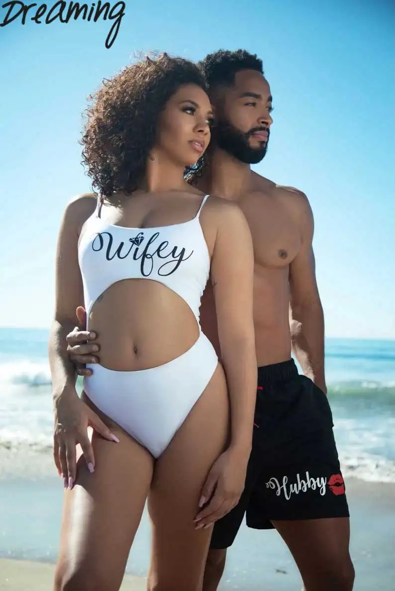 Wifey Hubby подходящие купальники для медового месяца пары свадебный подарок |